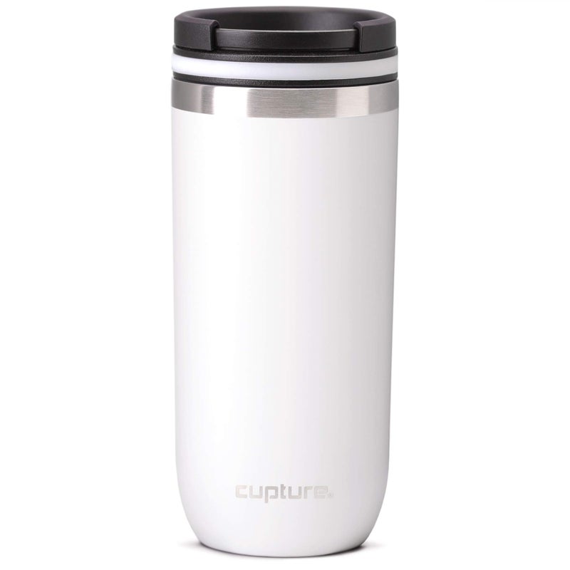 Cupture TWIST-TOP Vacuum-Insulated Stainless Steel Travel Mug, 16 oz, Winter White - Image 1